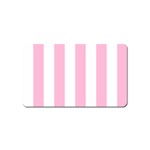 Vertical Stripes - White and Cotton Candy Pink Magnet (Name Card)