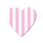 Vertical Stripes - White and Cotton Candy Pink Magnet (Heart)