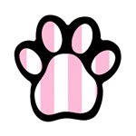 Vertical Stripes - White and Cotton Candy Pink Magnet (Paw Print)