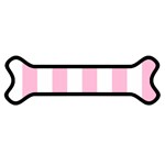 Vertical Stripes - White and Cotton Candy Pink Magnet (Dog Bone)
