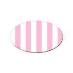 Vertical Stripes - White and Cotton Candy Pink Sticker Oval (100 pack)