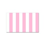 Vertical Stripes - White and Cotton Candy Pink Sticker (Rectangular)