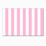 Vertical Stripes - White and Cotton Candy Pink Postcards 5  x 7  (Pkg of 10)