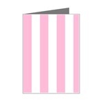 Vertical Stripes - White and Cotton Candy Pink Mini Greeting Card