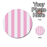 Vertical Stripes - White and Cotton Candy Pink Multi-purpose Cards (Round)