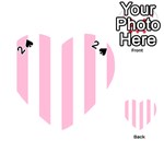 Vertical Stripes - White and Cotton Candy Pink Playing Cards 54 (Heart)