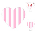 Vertical Stripes - White and Cotton Candy Pink Playing Cards (Heart)