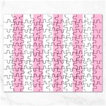 Vertical Stripes - White and Cotton Candy Pink Jigsaw Puzzle (Rectangular)