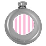 Vertical Stripes - White and Cotton Candy Pink Hip Flask (5 oz)