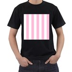 Vertical Stripes - White and Cotton Candy Pink Men s T-Shirt (Black)