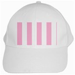 Vertical Stripes - White and Cotton Candy Pink White Cap