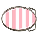 Vertical Stripes - White and Pastel Pink Belt Buckle