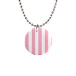 Vertical Stripes - White and Pastel Pink 1  Button Necklace