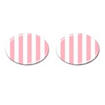Vertical Stripes - White and Pastel Pink Cufflinks (Oval)
