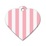 Vertical Stripes - White and Pastel Pink Dog Tag Heart (Two Sides)