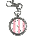 Vertical Stripes - White and Pastel Pink Key Chain Watch