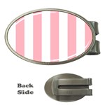 Vertical Stripes - White and Pastel Pink Money Clip (Oval)