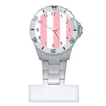 Vertical Stripes - White and Pastel Pink Nurses Watch