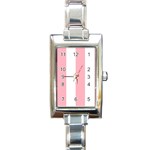 Vertical Stripes - White and Pastel Pink Rectangle Italian Charm Watch