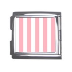 Vertical Stripes - White and Pastel Pink Mega Link Italian Charm (18mm)