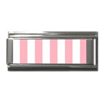 Vertical Stripes - White and Pastel Pink Superlink Italian Charm (9mm)