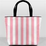 Vertical Stripes - White and Pastel Pink Bucket Bag