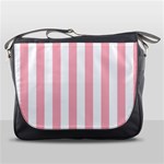Vertical Stripes - White and Pastel Pink Messenger Bag