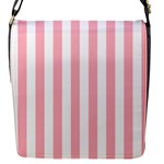 Vertical Stripes - White and Pastel Pink Flap Closure Messenger Bag (S)