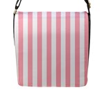 Vertical Stripes - White and Pastel Pink Flap Closure Messenger Bag (L)