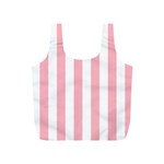 Vertical Stripes - White and Pastel Pink Full Print Recycle Bag (S)