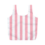 Vertical Stripes - White and Pastel Pink Full Print Recycle Bag (M)
