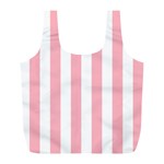 Vertical Stripes - White and Pastel Pink Full Print Recycle Bag (L)