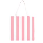 Vertical Stripes - White and Pastel Pink Grocery Light Tote Bag