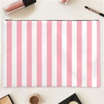 Vertical Stripes - White and Pastel Pink Cosmetic Bag (XXL)