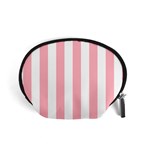 Vertical Stripes - White and Pastel Pink Accessory Pouch (Small)