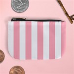 Vertical Stripes - White and Pastel Pink Mini Coin Purse