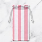 Vertical Stripes - White and Pastel Pink Jewelry Bag