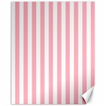 Vertical Stripes - White and Pastel Pink Canvas 11  x 14 
