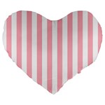 Vertical Stripes - White and Pastel Pink Large 19  Premium Flano Heart Shape Cushion