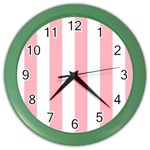 Vertical Stripes - White and Pastel Pink Color Wall Clock