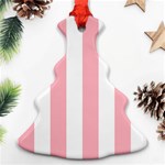 Vertical Stripes - White and Pastel Pink Christmas Tree Ornament (Two Sides)