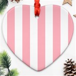 Vertical Stripes - White and Pastel Pink Ornament (Heart)