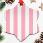 Vertical Stripes - White and Pastel Pink Ornament (Snowflake)