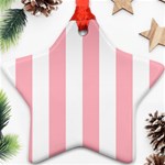 Vertical Stripes - White and Pastel Pink Ornament (Star)