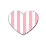 Vertical Stripes - White and Pastel Pink Heart Coaster (4 pack)