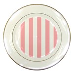 Vertical Stripes - White and Pastel Pink Porcelain Plate