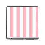 Vertical Stripes - White and Pastel Pink Memory Card Reader (Square)