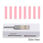 Vertical Stripes - White and Pastel Pink Memory Card Reader (Stick)