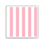 Vertical Stripes - White and Pastel Pink Memory Card Reader with Storage (Square)
