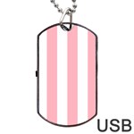 Vertical Stripes - White and Pastel Pink Dog Tag USB Flash (One Side)